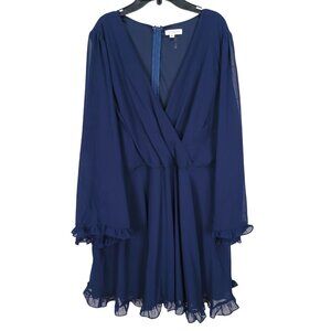 Chicsoul Long Sleeve Navy Blue Ruffle Hem Layered Dress Size‎ 1X